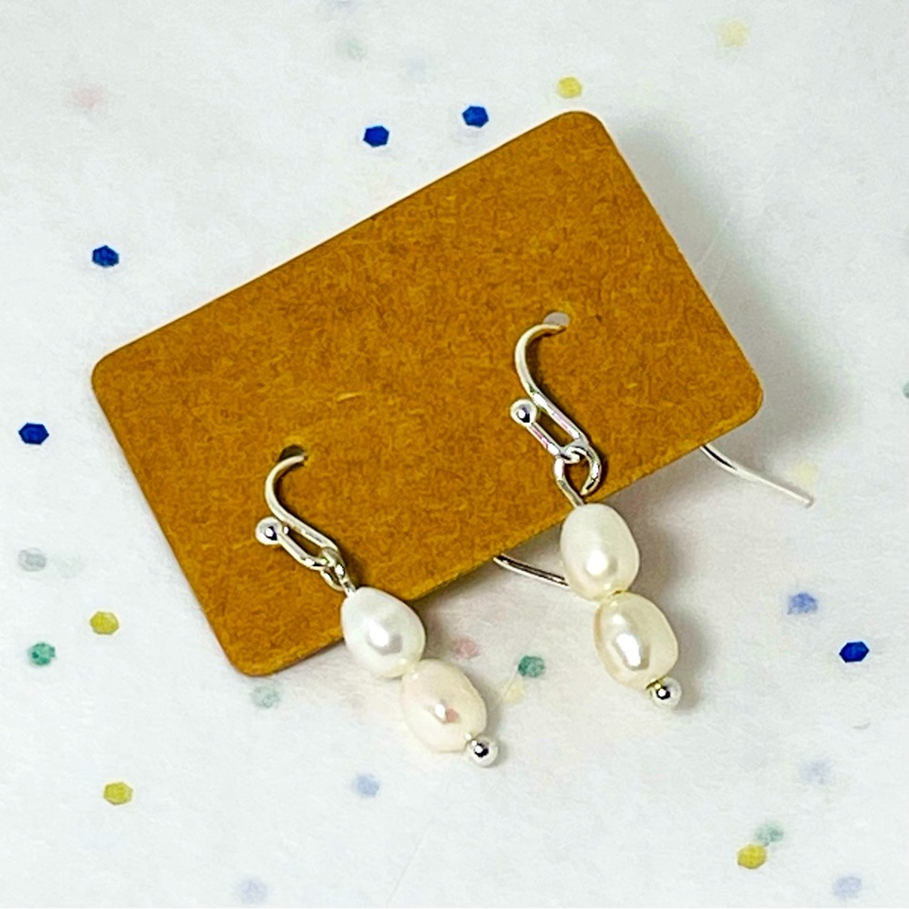 🔥sterling silver & freshwater pearl earrings jewelry gift boho beach casual - Picture 8 of 10